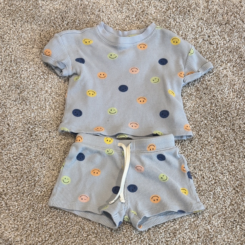 Old Navy Baby Smiley Set - Blue, Orange, Yellow Waffle